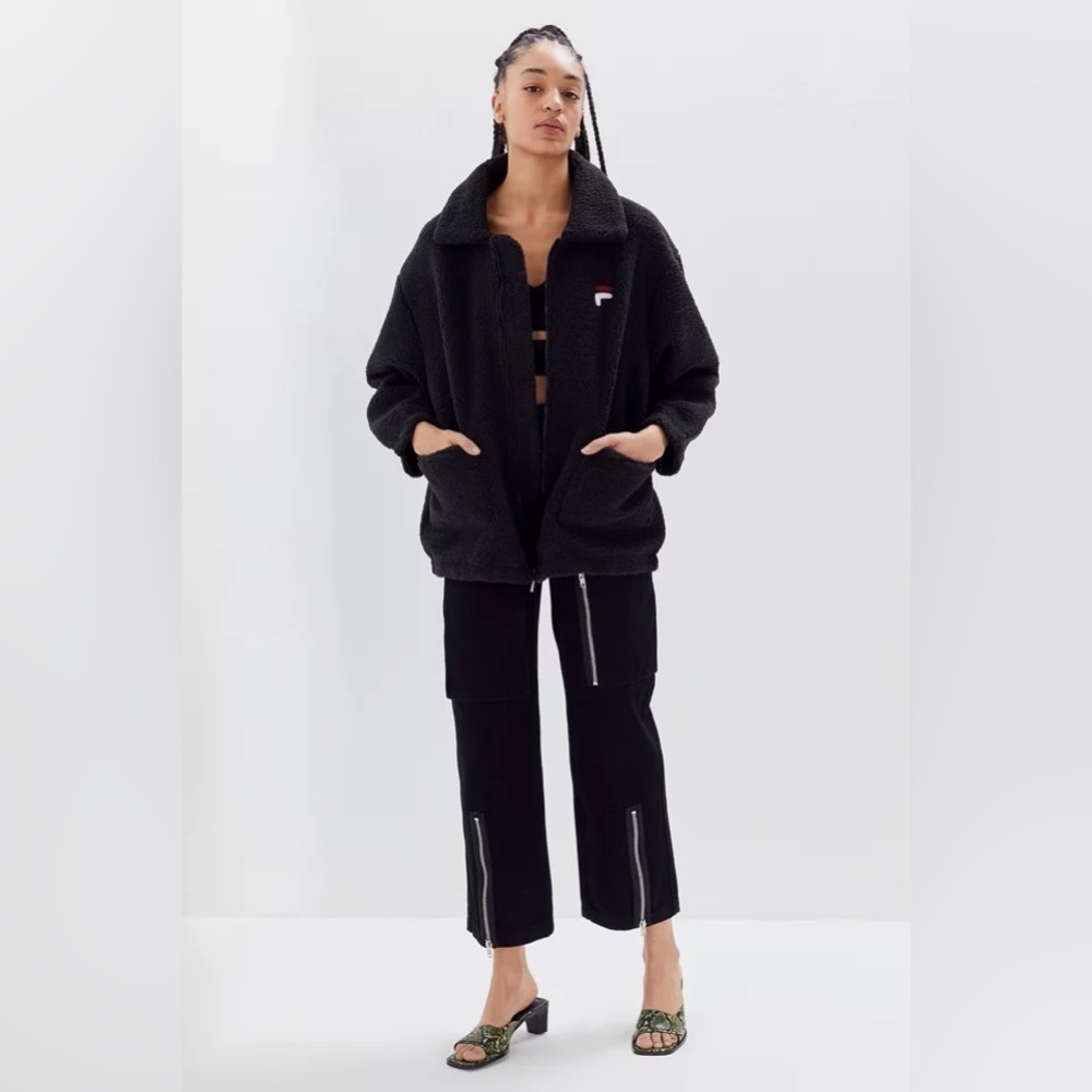 Fila Size L Diana Teddy Sherpa Bomber Style Coat
